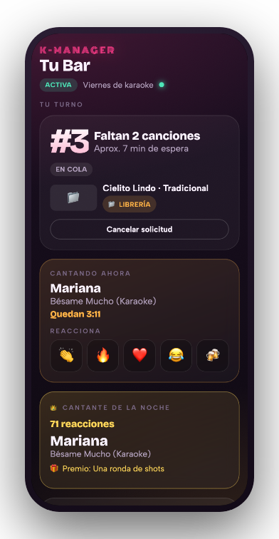 Cantante de la noche en el celular